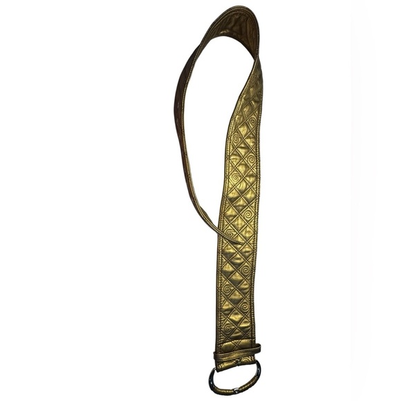 Tracy Porter gold Metallic all Leather Belt size medium NEW - Picture 9 of 12